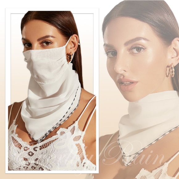 FACE MASK SALE! LAST ONE! Ivory Scarf Face Mask - Picture 2 of 12